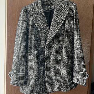 Black and white pea coat